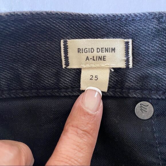 Madewell Black Rigid Denim A Line Mini Skirt Sz 25 - Picture 8 of 9